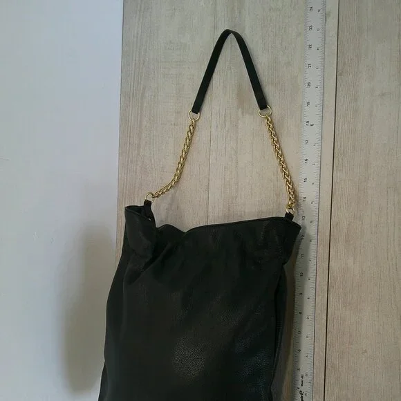 Vince Camuto Black Leather Cayra Minimalist hobo bag - Picture 6 of 9